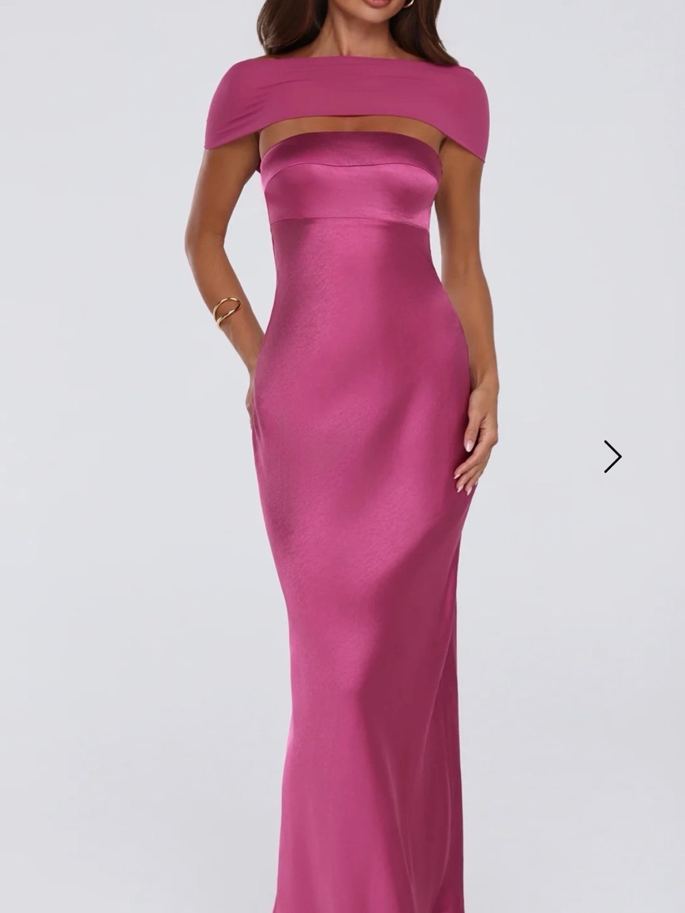 Hello Molly Starry Enchant Satin Strapless Maxi Dress Magenta